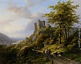 Johann Bernard Klombeck Canvas Paintings - Figures near a Ruin in a Landscape